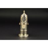 A WILLIAM III BRITANNIA STANDARD SILVER LIGHTHOUSE CASTER, London 1701, maker's mark rubbed, knopped