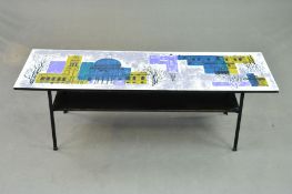 JOHN PIPER FOR TERANCE CONRAN, a rectangular formica topped coffee table depicting various scenes of
