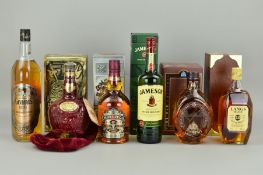 SIX BOTTLES OF BLENDED SCOTCH AND IRISH WHISKY, comprising a bottle of Chivas Brothers Royal Salute,