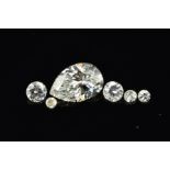 A DIAMOND COLLECTION, to include a pear shape, weighing 0.51ct, colour assessed as E-F, clarity