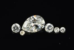 A DIAMOND COLLECTION, to include a pear shape, weighing 0.51ct, colour assessed as E-F, clarity