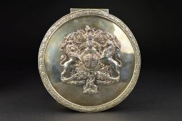 A VICTORIAN SILVER SEAL CASE, of circular form, the hinged cover with cast oak leaf and acorn