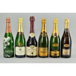 SIX BOTTLES OF CHAMPAGNE, comprising a bottle of Coteaux Bouzy Rouge, a bottle of Pommery Rheims