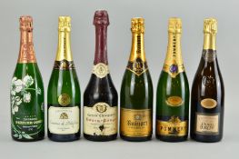 SIX BOTTLES OF CHAMPAGNE, comprising a bottle of Coteaux Bouzy Rouge, a bottle of Pommery Rheims