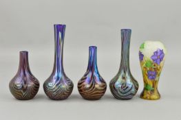 OKRA GLASS, a miniature baluster shaped vase in the Clematis pattern, inscribed initials for Richard