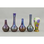 OKRA GLASS, a miniature baluster shaped vase in the Clematis pattern, inscribed initials for Richard