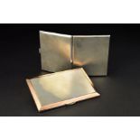 AN ELIZABETH II SILVER RECTANGULAR CIGARETTE CASE, rose gold coloured edge to top, engine turned