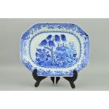A CHINESE EXPORT BLUE AND WHITE MEAT DISH, Qianlong period, octagonal shape, painted with a