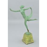 AFTER JOSEF LORENZL, a patinated bronze figure of dancer, standing on one foot and holding a