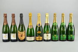 FIVE BOTTLES OF CHAMPAGNE AND FOUR BOTTLES OF SPARKLING WINE, comprising three bottles of Jean Marie