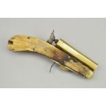 AN 18TH CENTURY ANTIQUE .30'' PERCUSSION URWIN & ROGERS 'KNIFE' PISTOL, fitted with a brass barrel