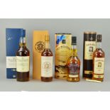 FOUR BOTTLES OF SINGLE MALT, comprising a bottle of Talisker Single Malt Scotch Whisky, aged 10