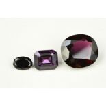 A MISCELLANEOUS COLLECTION OF SPINELS, to include a mauve/lavender colour spinel emerald cut
