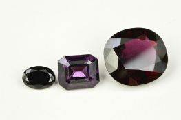 A MISCELLANEOUS COLLECTION OF SPINELS, to include a mauve/lavender colour spinel emerald cut