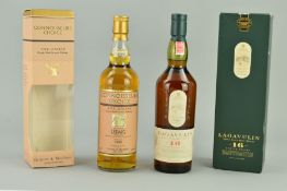 TWO BOTTLES OF SINGLE MALT, comprising a bottle of Lagavulin Single Islay Malt Whisky, aged 16