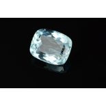 A LARGE CUSHION CUT AQUAMARINE, measuring approximately 18.3mm x 14.6mm x 8.78mm, weighing 17.10ct