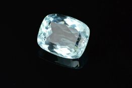 A LARGE CUSHION CUT AQUAMARINE, measuring approximately 18.3mm x 14.6mm x 8.78mm, weighing 17.10ct