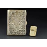 A LATE VICTORIAN SILVER VISITING CARD CASE/AIDE MEMOIRE, of rectangular form, front and reverse
