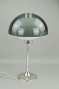 ROBERT WELCH, a 1960’s Lumitron table lamp, the anthracite perspex shade on a stainless steel