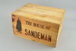 A CASE OF TWELVE BOTTLES OF SANDEMAN VINTAGE PORT 1980, the case has been opened to verify the