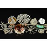 TWELVE ITEMS OF NAMED SILVER JEWELLERY, to include a Scottish brooch by Adie & Lovekin, of