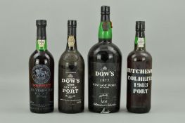 FOUR BOTTLES OF PORT, comprising a bottle of Dow's 1977 (bottled 1979) Millennium Edition, 150cl,