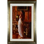 ROB HEFFERAN (BRITISH 1968), a full length study of a female figure draped in a sheet, Acrylic on