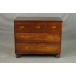 A VICTORIAN MAHOGANY CHEST, moulded rectangular top above three deep short drawers and two long