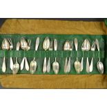 A SET OF SIX 19TH CENTURY GERMAN STUTTGART WHITE METAL TABLE FORKS, zig zag line decoration near