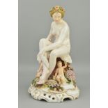 A 19TH CENTURY JOHN BEVINGTON PORCELAIN FIGURE GROUP IN THE STYLE OF DRESDEN, modelled as a female