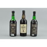 THREE BOTTLES OF VINTAGE PORT, comprising a bottle of Sandeman 1958 vintage, bottled in 1960, fill