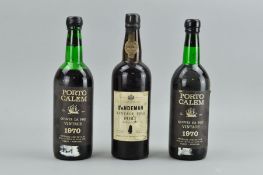 THREE BOTTLES OF VINTAGE PORT, comprising a bottle of Sandeman 1958 vintage, bottled in 1960, fill