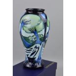 A LARGE MOORCROFT BALUSTER SHAPED VASE, Knypersley pattern, designed by Emma Bossons in 2003,