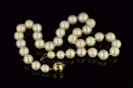 A LATE 20TH CENTURY SOUTH SEA CULTURED PEARL NECKLACE, white cultured pearls graduating in size from