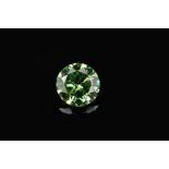 A GREEN MODERN ROUND BRILLIANT CUT DIAMOND, weighing 1.65ct, colour assessed as treated, clarity