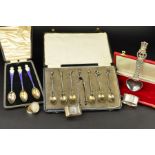 A CASED SET OF THREE GEORGE V, EDWARD VIII AND GEORGE VI SILVER, SILVER GILT AND ENAMEL