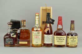 SIX BOTTLES OF NOTRTH AMERICAN WHISKEY/BOURBON, comprising a bottle of Jack Daniel's Single Barrel