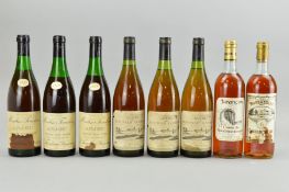 EIGHT BOTTLES OF FRENCH WHITE WINE, comprising three bottles of Moulin Touchais 1959 Anjou, fill