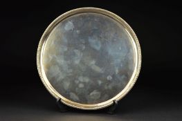 A GEORGE III SILVER SALVER, beaded rim, beaded feet, makers John Crouch I and Thomas Hannam,