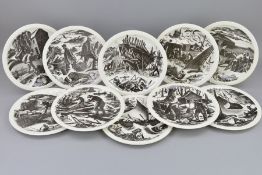 CLARE LEIGHTON FOR WEDGWOOD, 'New England Industries', a set of ten plates depicting North