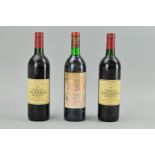 THREE BOTTLES OF PAUILLAC, comprising two bottles of Chateau Haut Bages Averous 1986 and a bottle of