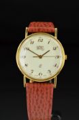 A MID TO LATE 20TH CENTURY 9CT GOLD GENT'S UNO WRISTWATCH, cream dial with Arabic numerals, Quartz