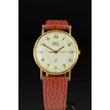 A MID TO LATE 20TH CENTURY 9CT GOLD GENT'S UNO WRISTWATCH, cream dial with Arabic numerals, Quartz