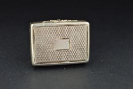 A WILLIAM IV NATHANIEL MILLS SILVER RECTANGULAR VINAIGRETTE, engine turned decoration with blind