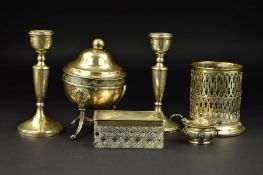 A SMALL GROUP OF SILVER AND WHITE METAL, to include a white metal Neo-Classical style covered