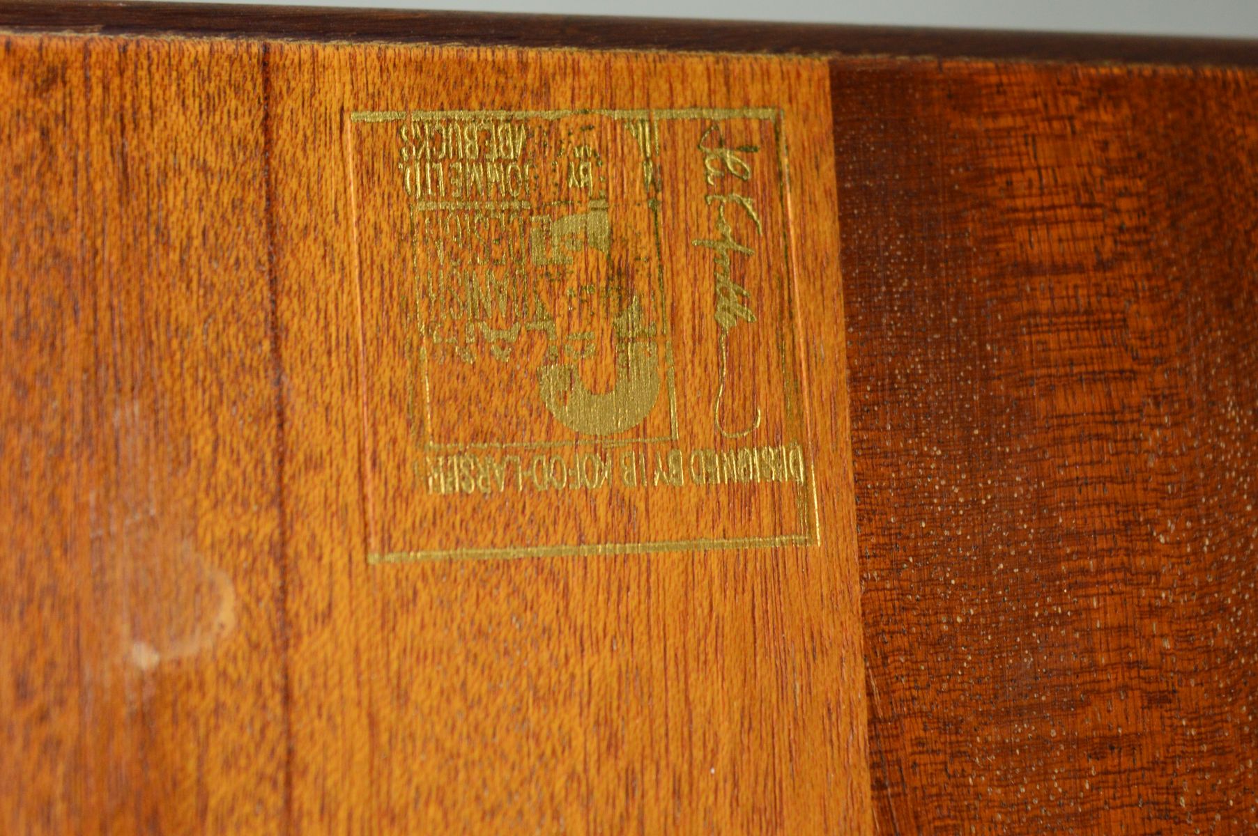 IB KOFOD LARSEN FOR G PLAN, a rectangular teak gate leg table on four cylindrical tapering legs, - Image 11 of 11