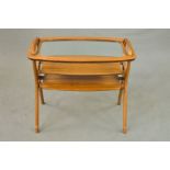 MALCOLM WALKER FOR DALESCRAFT, a 1950’s teak butlers tables with a removable glass top tray, above a