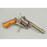 AN ANTIQUE 7MM PIN-FIRE REVOLVER, made in Belgium, good overall condition and good working order