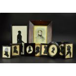 NINE 19TH CENTURY FRAMED SILHOUETTES OF LADIES AND GENTLEMAN, including a pair of wooden framed,