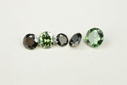 A SELECTION OF VARI-CUT MIXED COLOURED DIAMONDS, green to black shades, approximate total diamond